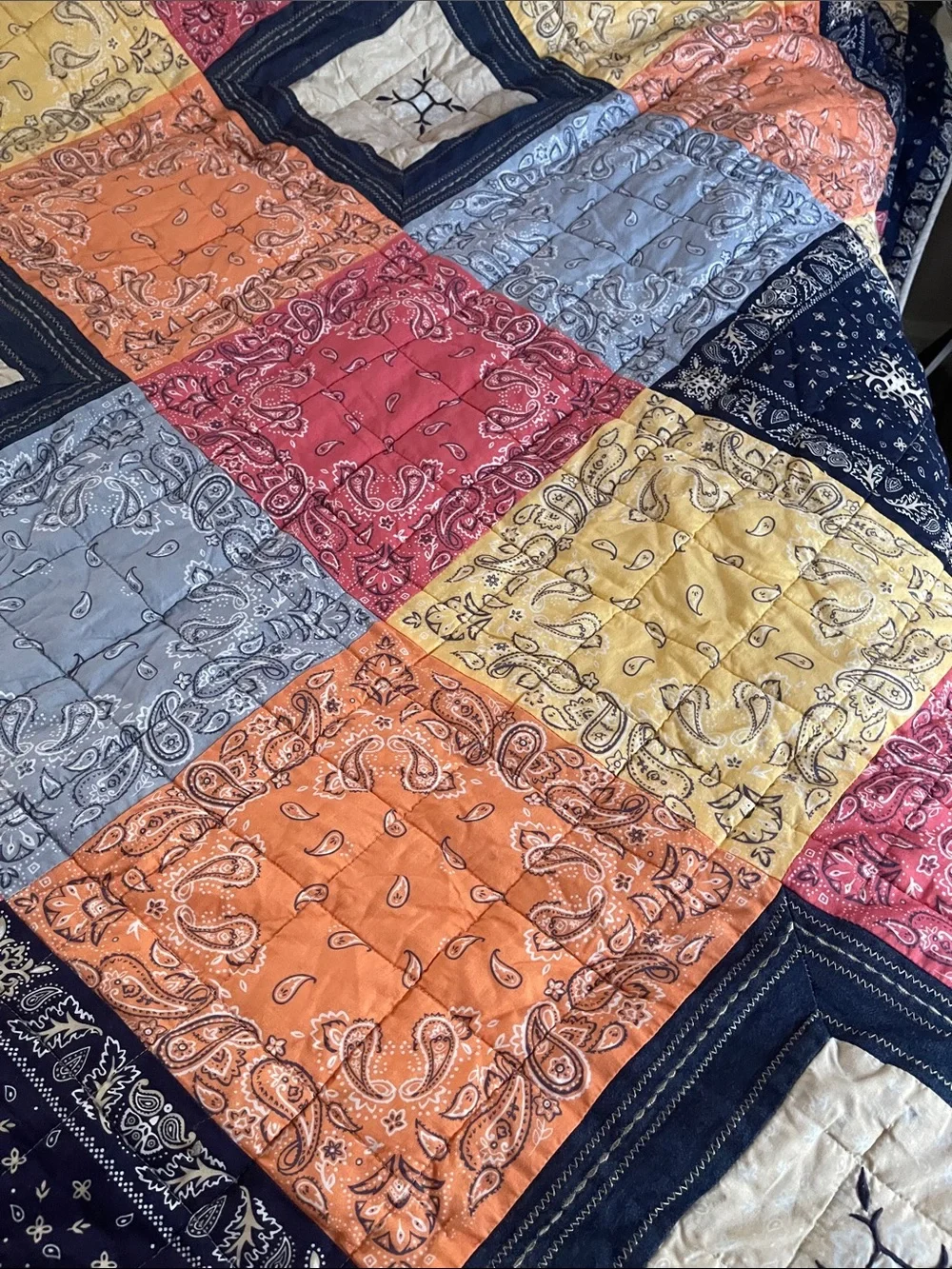 Paisley Cotton Bedspread Multi Colored Reversible Light Gray king